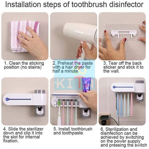 Dispenser Odol Steril UV Anti Bakteri Virus Kuman Sikat Gigi 2in1 CE Toothpaste Toothbrush Sterilizer