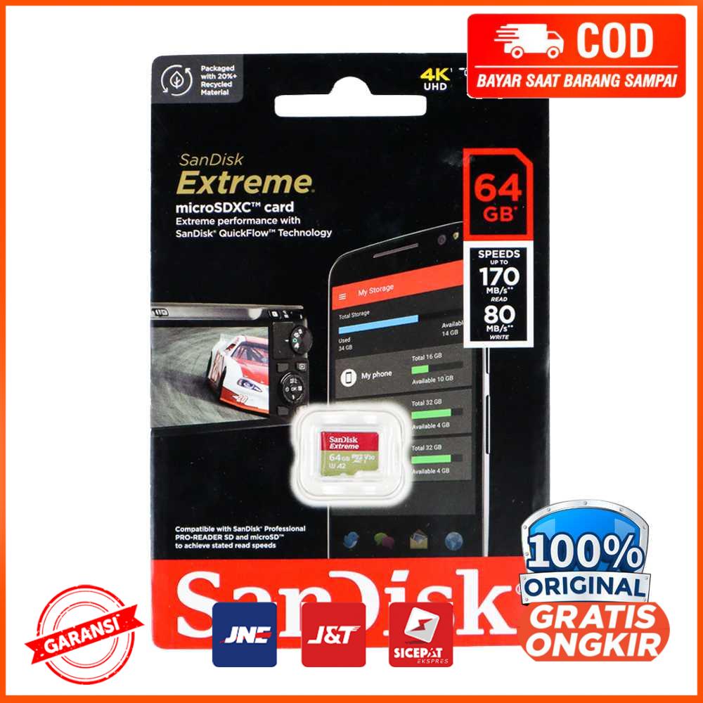 Sandisk MicroSDXC Extreme V30 A2 U3 4K - 64GB - H-064G