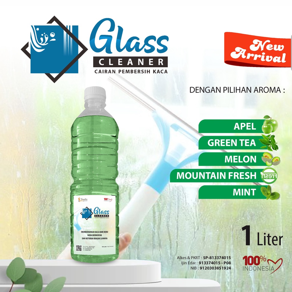 Cairan Pembersih Kaca Glass Cleaner Aroma Segar kemasan 1 Liter Botol Pet