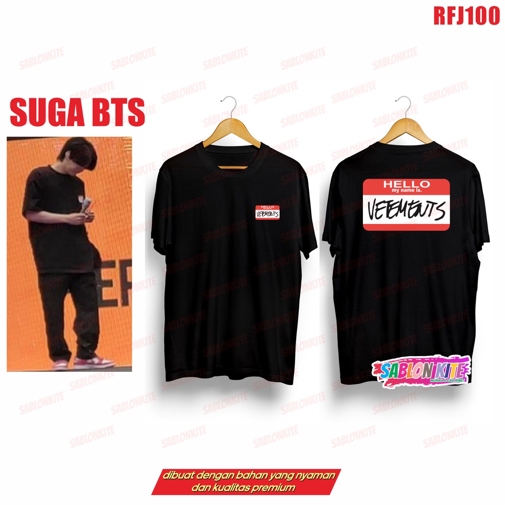 MURAH!!! KAOS KPOP SUGA MIN YONGGI HELLO MY NAME IS RFJ100 UNISEX