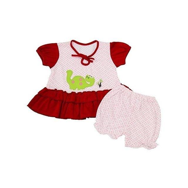 Setelan Baju Bayi Lengan Pendek Motif Dino/Setelan Baju Bayi Perempuan/Atasan dan Celana bayi