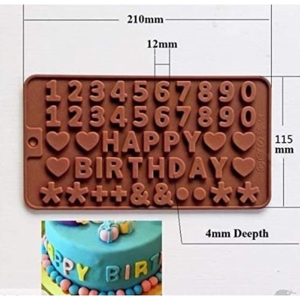 Cetakan Silikon Puding Coklat Es Silicone Happy Birthday Angka Letter