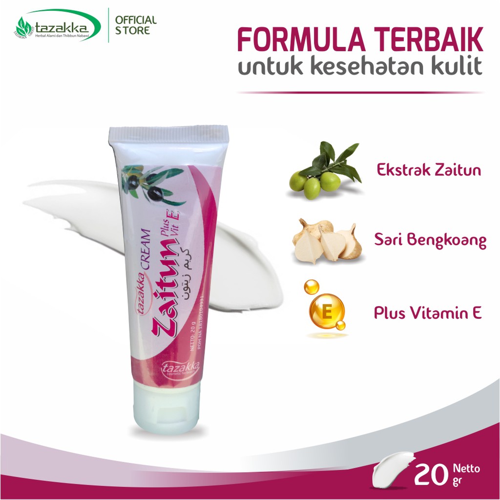 CREAM Wajah ZAITUN Tazakka Berat 20 gr, CREAM Pelembab Kulit Yang HALAL dan BPOM ORIGINAL