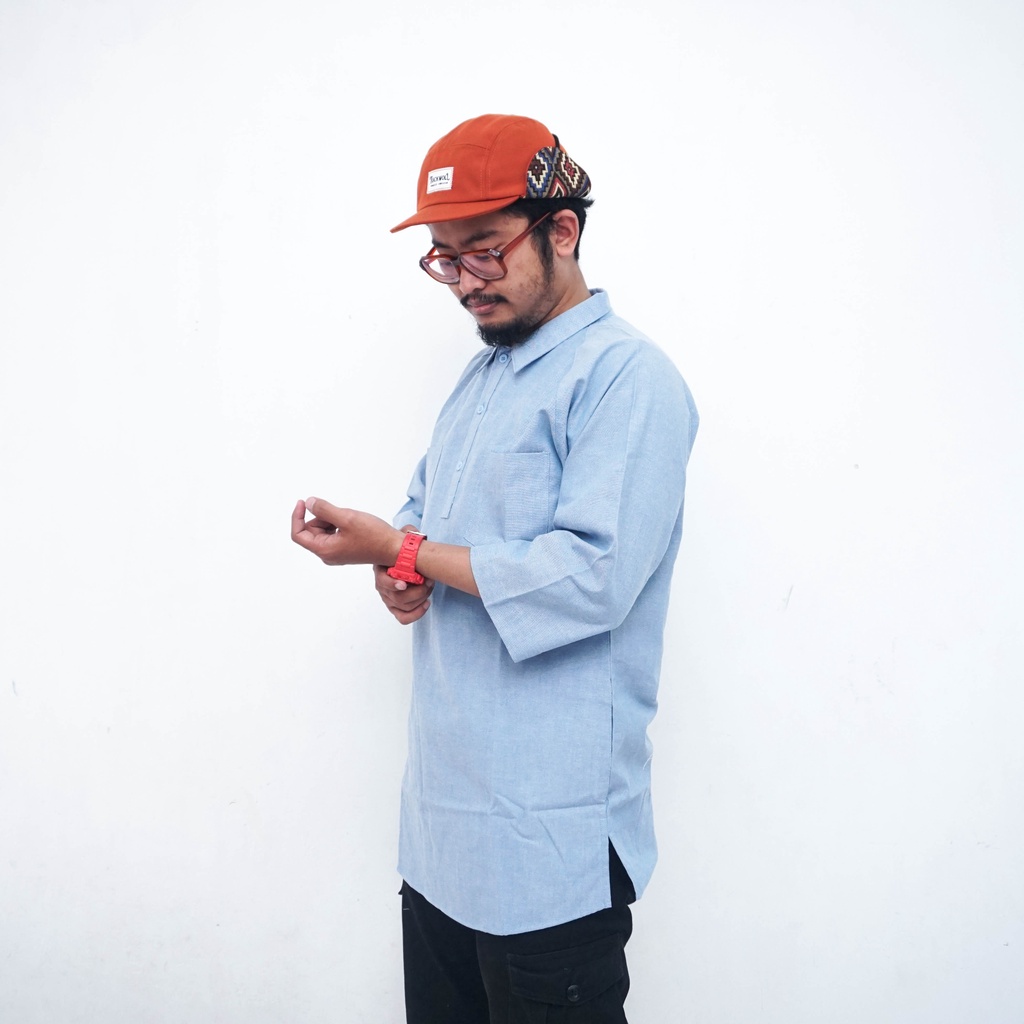 Kemko Biru Polos (kemeja koko ikhwan dewasa baju koko gamis ikhwan kurta)