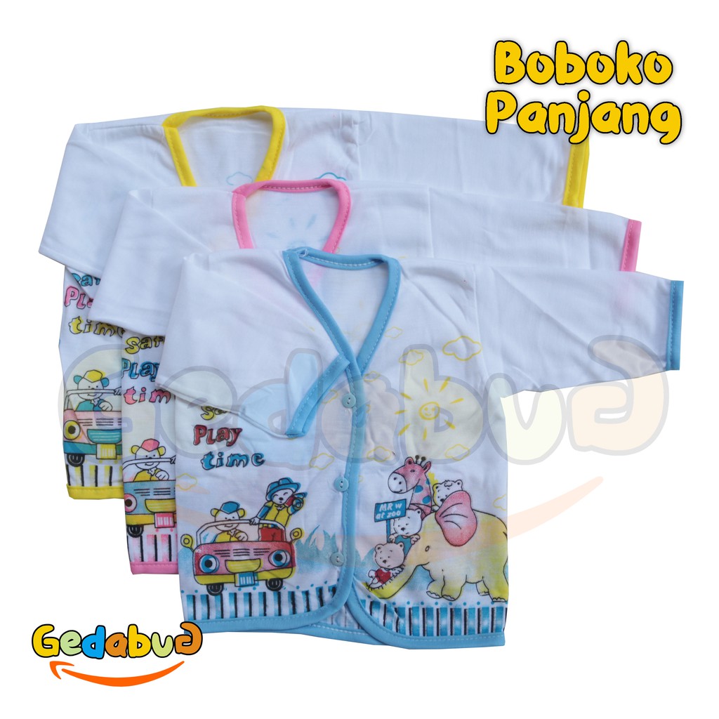 (6pcs) Baju Boboko Sablon PANJANG | Perlengkapan Pakaian Bayi New Born