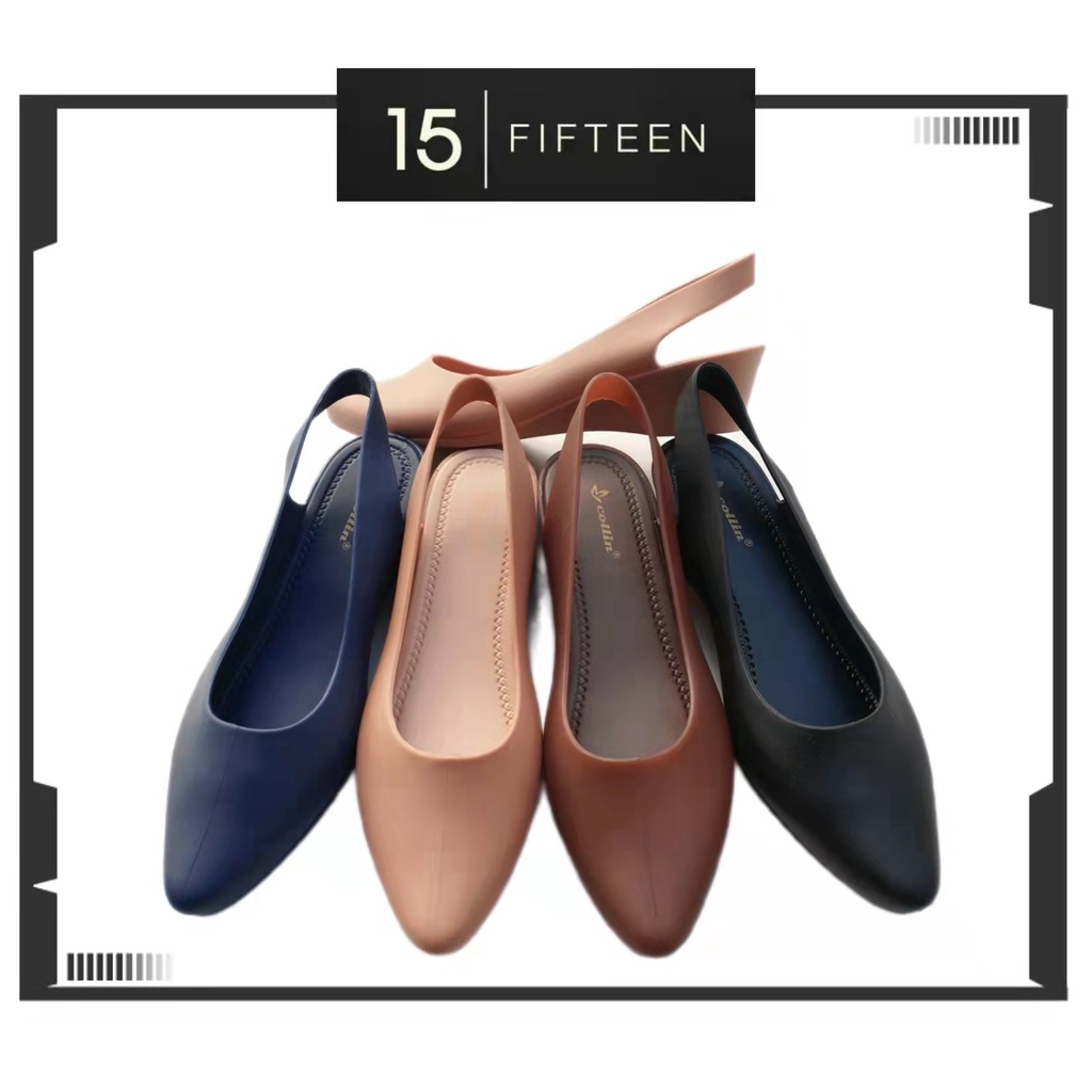 15 SHOP --- Collin - Sepatu Wedges Tinggi 4 cm Sepatu Jelly Wanita Slip On / Work shoes - B126