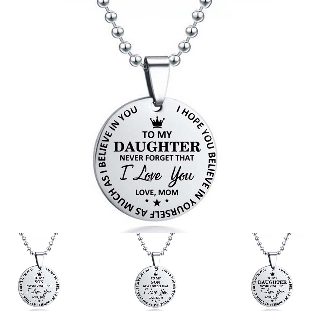 Hu Hu Hu Hu Hu Alat Bantu Pasang Kacamata♡ Kalung Rantai Liontin Bola Motif Print I Love You Bahan Stainless Steel Untuk Aksesoris Perhiasan