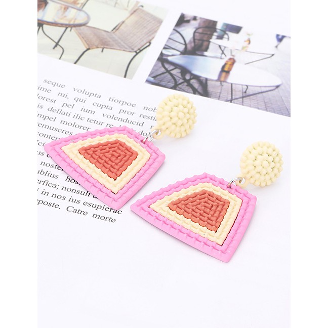 LRC Anting Tusuk Fashion Alloy Geometric Color Matching Earrings F40606