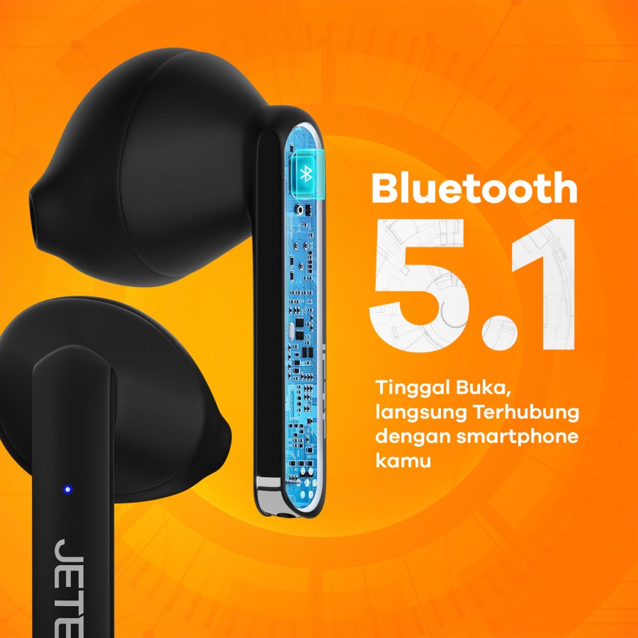 TWS Bluetooth Earbuds Headset Bluetooth JETE T10 - Bluetooth 5.1 - Garansi 2 Tahun