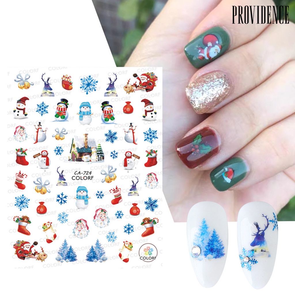 Providence Nail Sticker Christmas Patterns Non-Fading Colorful Winter Xmas Nail 3D Christmas Elk Sliders for Manicure