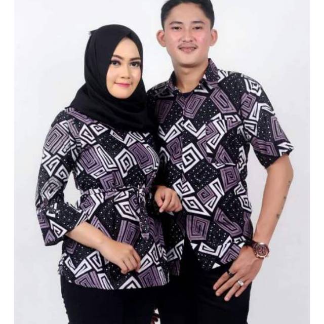 KEMEJA BATIK KOTAK ABU COUPLE G