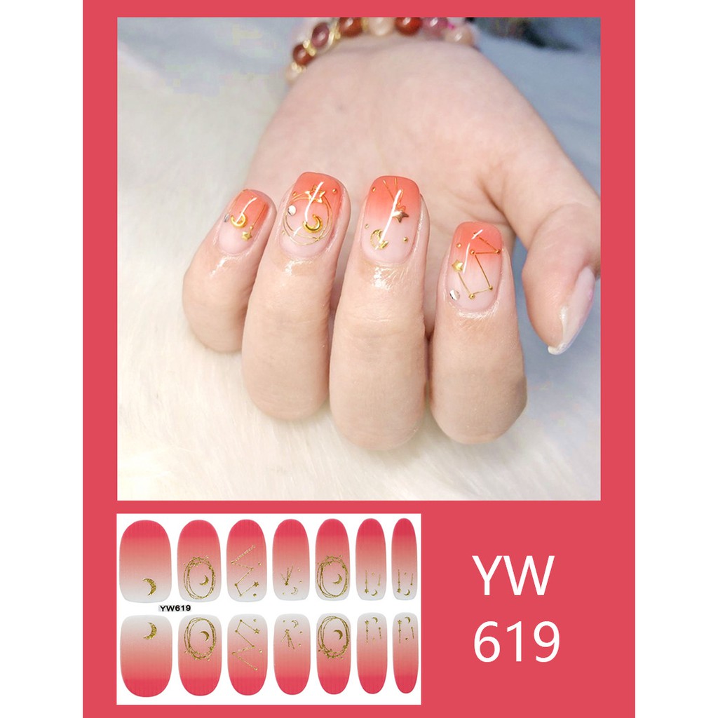 Stiker kuku Nail art Waterproof sticker Part 8 stiker (14 pcs) sticker Kuku nail art
