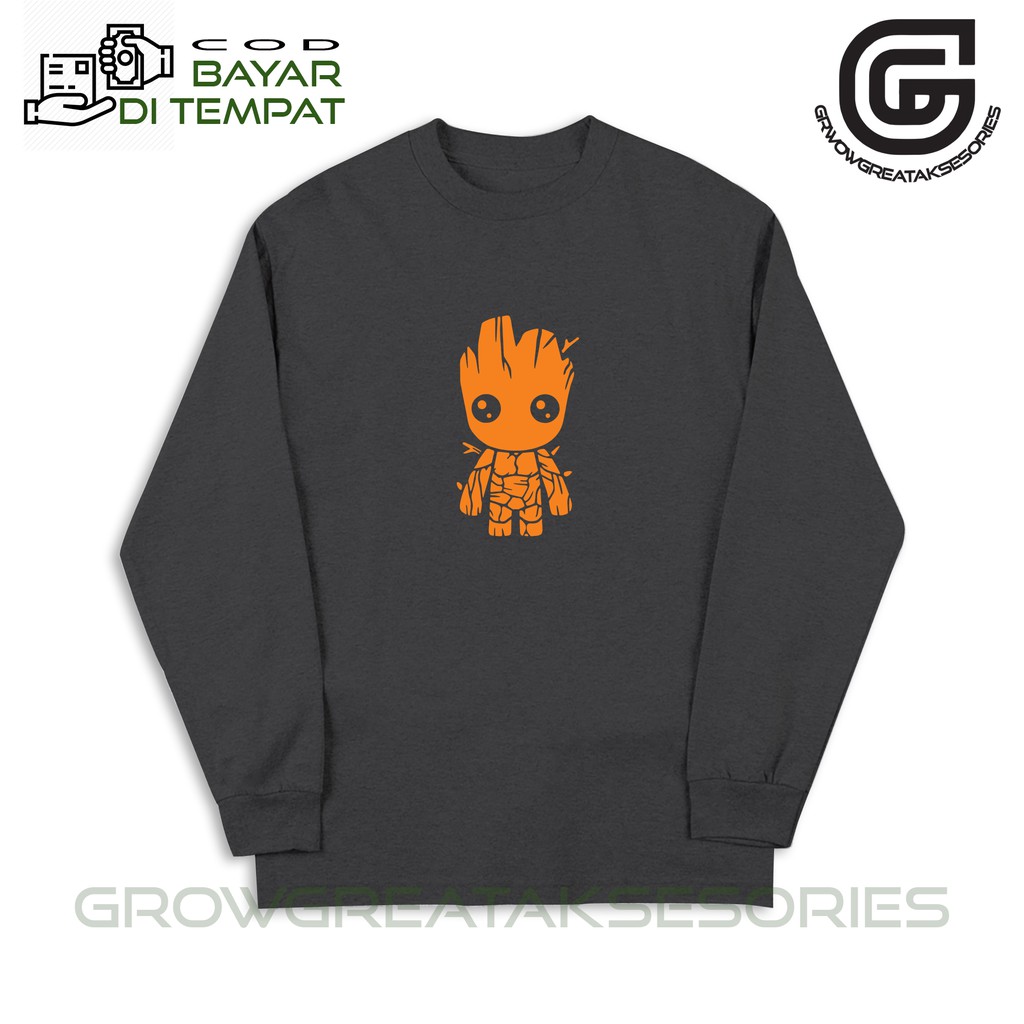 Kaos Lengan Panjang Groot Kaos Longsleeve Pria Baju Wibu Gambar Anime T shirt Lengan Panjang Distro 
