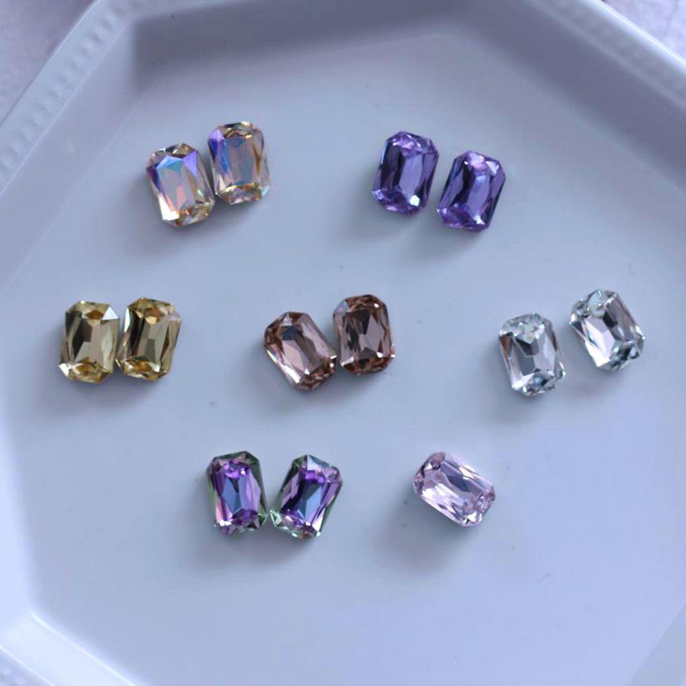 Needway Nail Art Rhinestones Fashion 4pcs 14x10mm Menunjuk Kembali Membuat Perhiasan Glliter Kaca DIY Craft Shiny Nail Charms