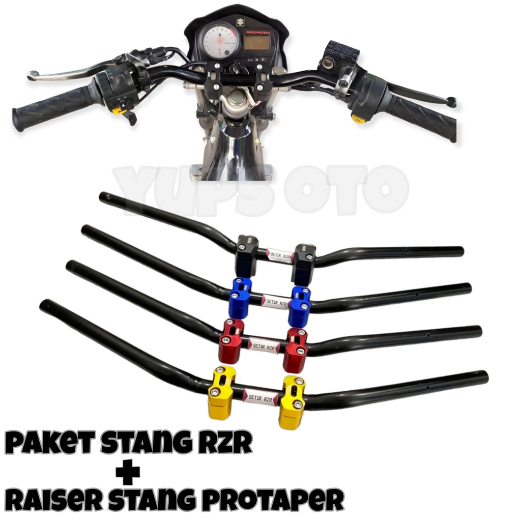 PAKET MURAH STANG RZR HITAM PNP SETIR RZR STIR CUSTOM HITAM PLUS RAISER CNC SET PROTAPER WARNA SET PLUS BAUT UNIVERSAL SEMUA MOTOR