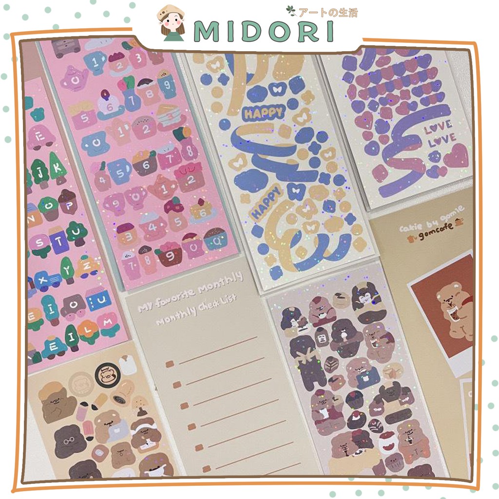 

[MIDORI] 1Pc RIBBON-FONT-NUMBER-CUTE BROWNIE Stiker Hias Deco Jurnal Scrapbook DIY Planner - B0222