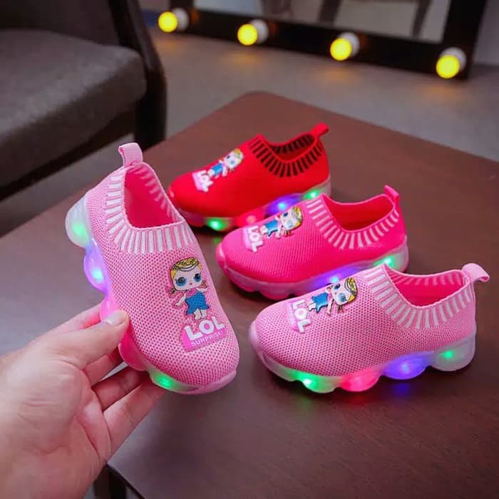 Sepatu sneakers anak LOL led model terbaru