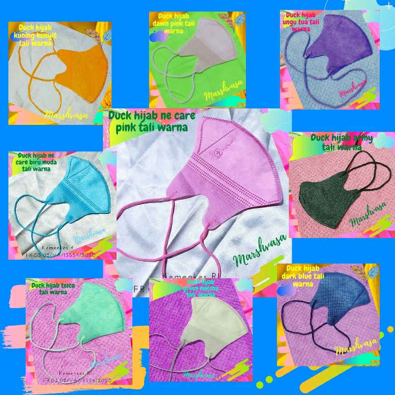 MASKER DUCKBILL HIJAB WARNA WARNI NIAN DEWASA MIX 4 PLY/KECEVASA
