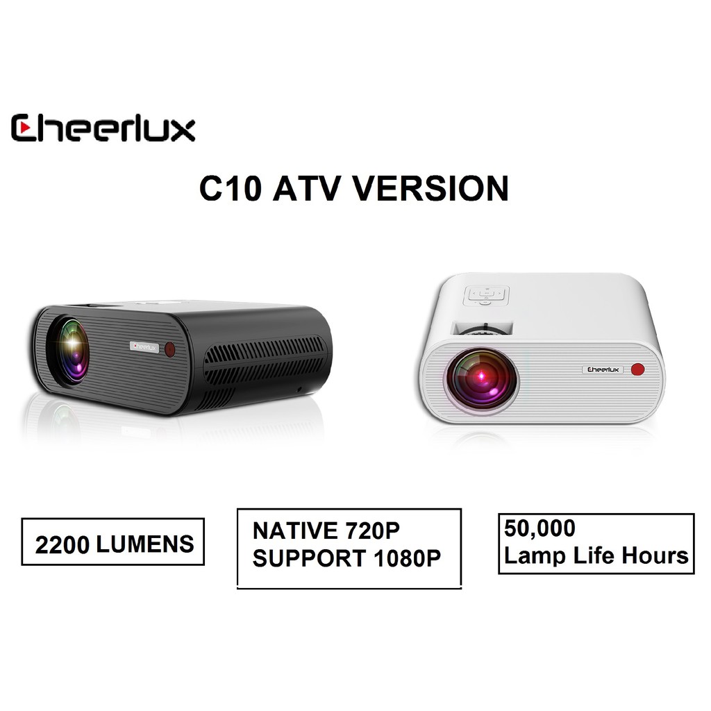 CHEERLUX C10 - Projector 720P 2600 Lumens - Support 1080P and TV Tuner