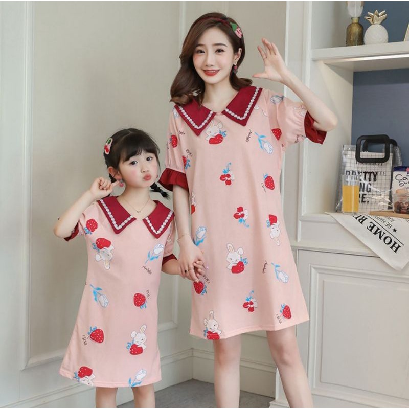 Daster Tidur Import Couple Ibu Dan Anak/Piyama Import Couple Ibu Dan Anak Murah Bahan  Katun C17-C2