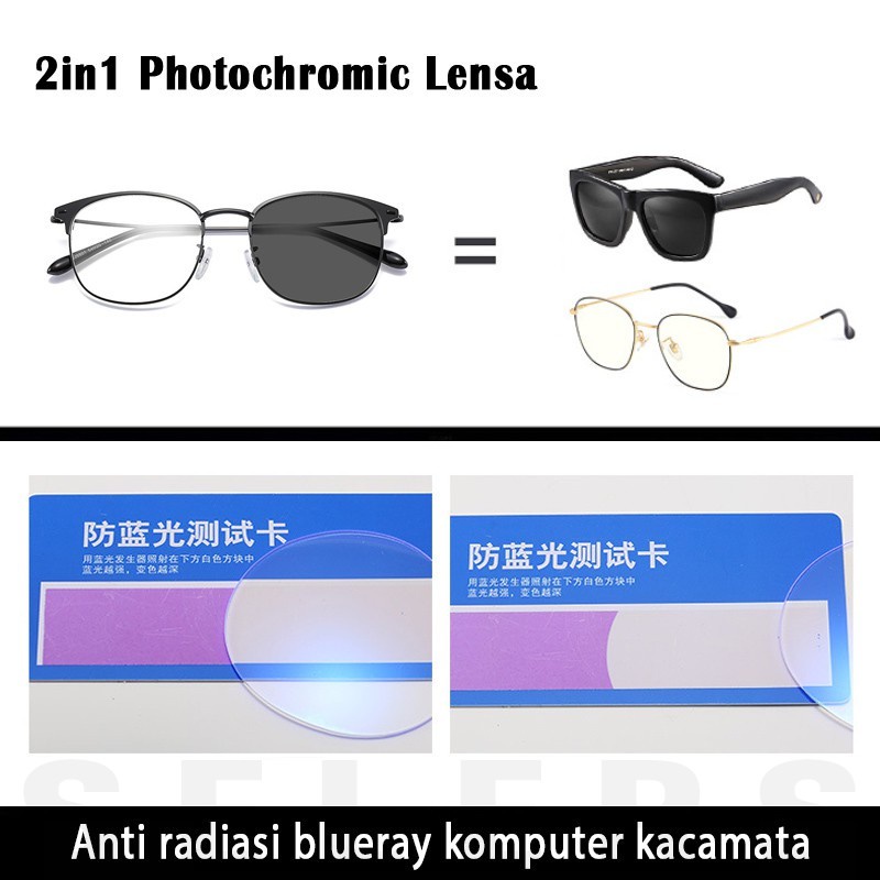 COD kacamata photocromic anti radiasi korea Pria dan wanita bluecromic komputer kacamata fotocromic