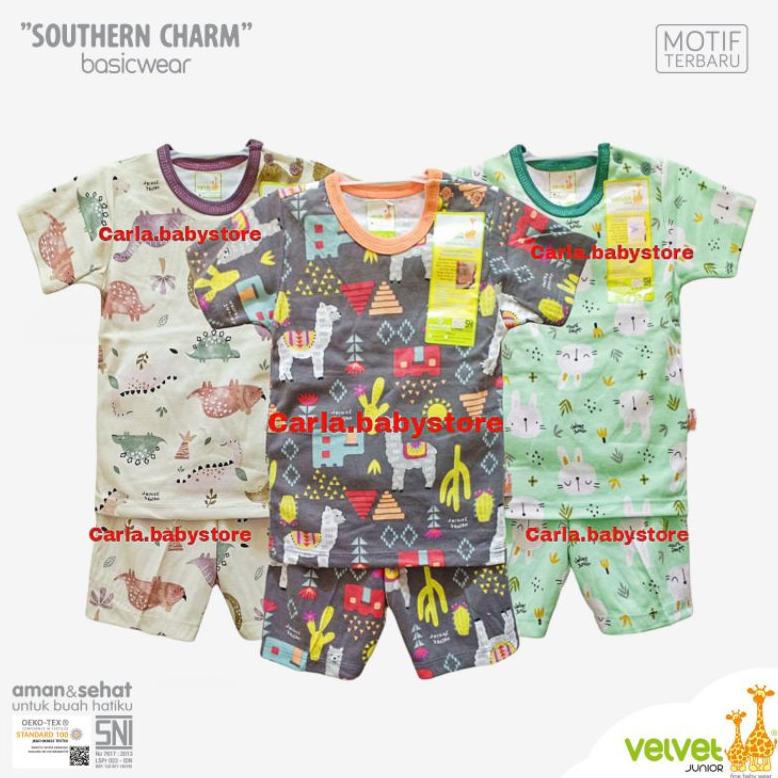 3pcs SETELAN VELVET JUNIOR pendek Southern charm,  NORTHERN LIGHTS , Joy and cheer & here come the s