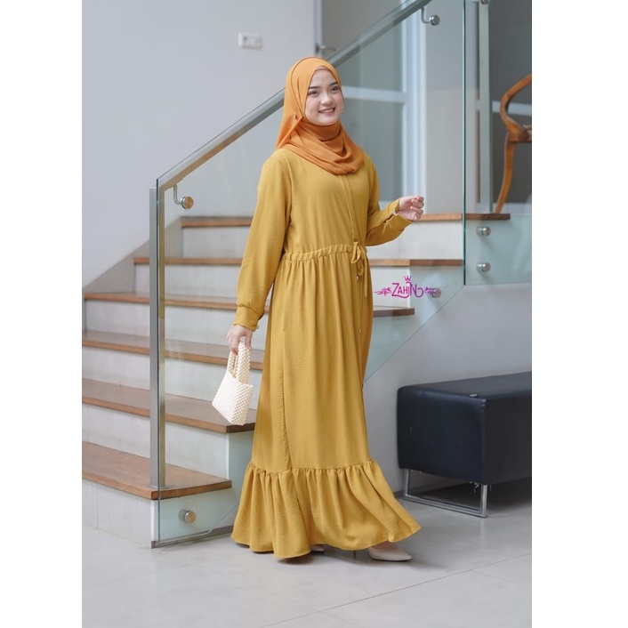 midi dress cringkel SHAKIFA ori amelia dan Nirmala Aluna ori zahin new kringkel rubi style serut susun