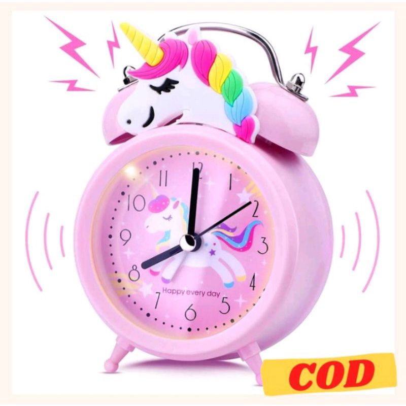 Jam Beker Karakter Unicorn/Clock Ring Alarm/Jam Beker Alarm Anak