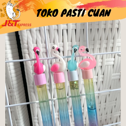 

pen karakter flaminggo glitter keperluan sekolah lucu imut fancy COD