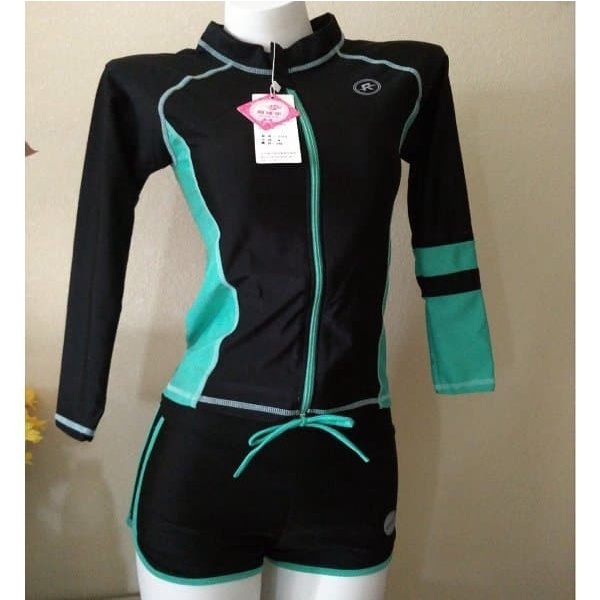 BERKUALITAS Baju Renang Wanita Long Sleeve Rash Guard Swimsuit Bagus - Milenial