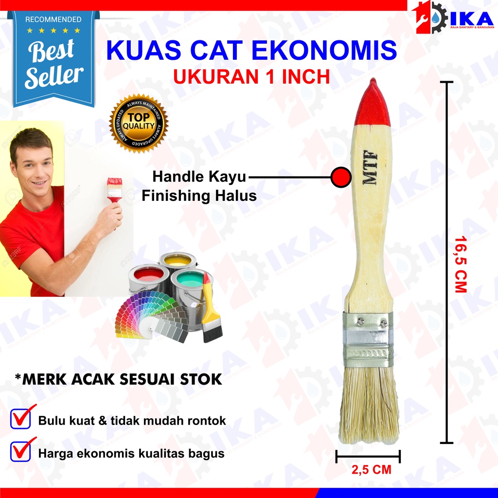 Kuas Cat Serbaguna Gagang Kayu - High Quality / Kuas Cat 1inch 2inch 3inch 4inch Alat Kuas kayu Cat Tembok Paint Brush / Kuas Cat SATUAN Gagang Kayu Ukuran 1&quot; /1.5&quot;/ 2&quot;/ 2.5&quot;/ 3&quot;/ 4&quot;