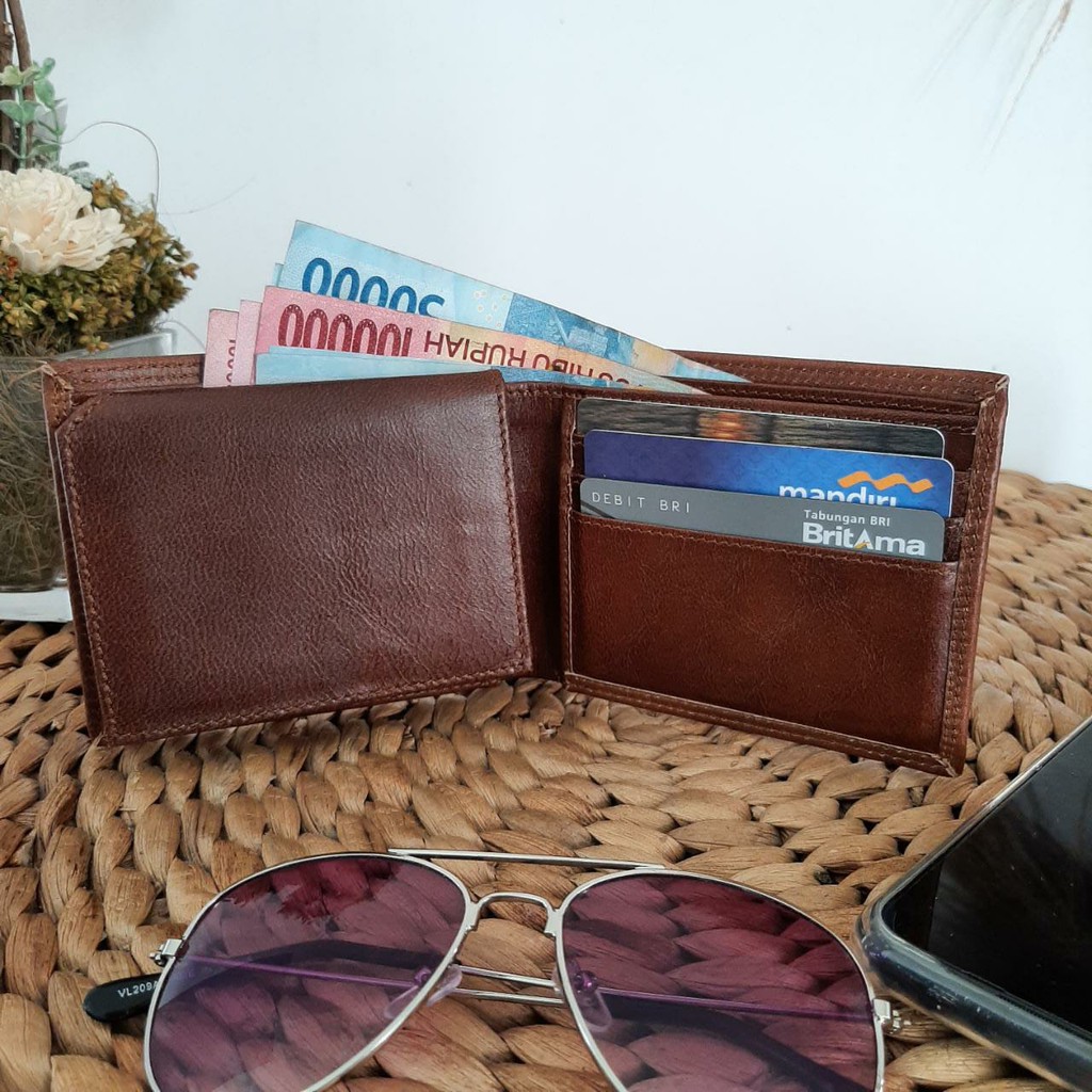 Dompet kulit pria pendek ASLI FULL GRAIN kulit sapi ORI vintage ISHIYA O5G3