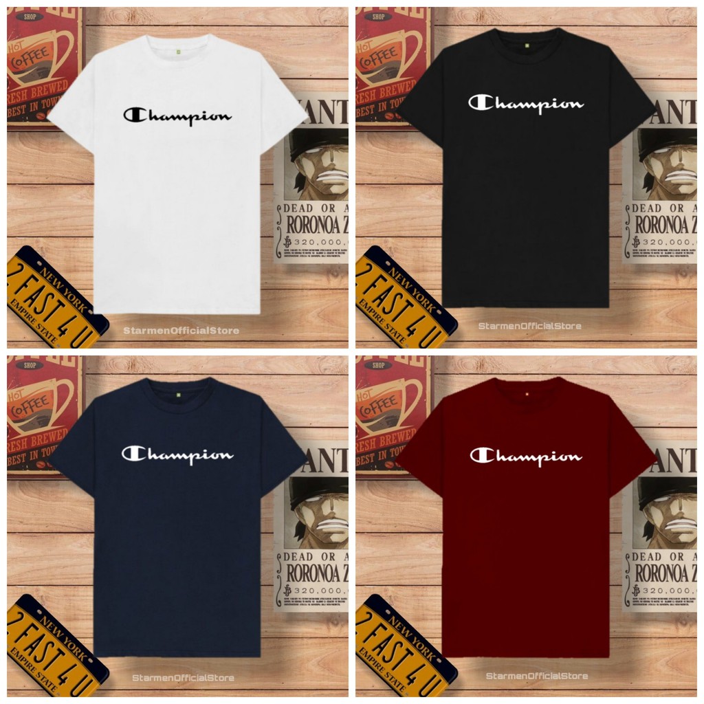 Kaos Distro Unisex CHAMPION Katun Combed 30s / sablon polyflex /polyflex premium / Pakaian Pria Wanita Atasan Cowok Cewek /kaos kekinian / kaos viral / tshirt tumbrl tee basic /SIZE M , L , XL , XXL / kaus oblong oversize kaos murah best seller ready