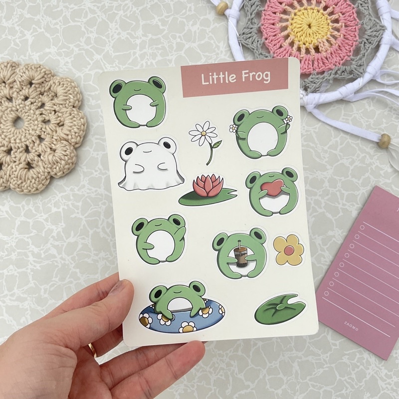 

sticker kodok/katak lucu untuk jurnal,deco,hiasan waterproof ukuran a6