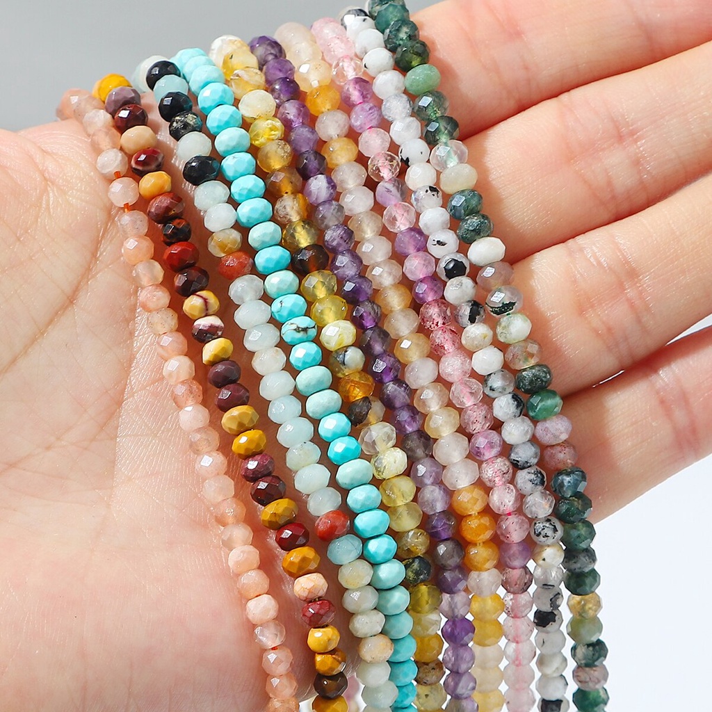 120 pcs 4mm Faceted Manik-manik Alami Pirus Amethyst Agate Quartz Tiger Eye Batu Beads Untuk DIY Membuat Perhiasan Gelang Kalung