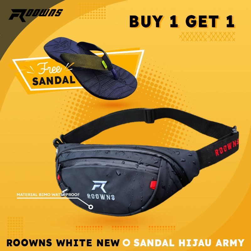 (PAKET BUNDLING) Yoota Waistbag + Sendal Gunung Jepit White