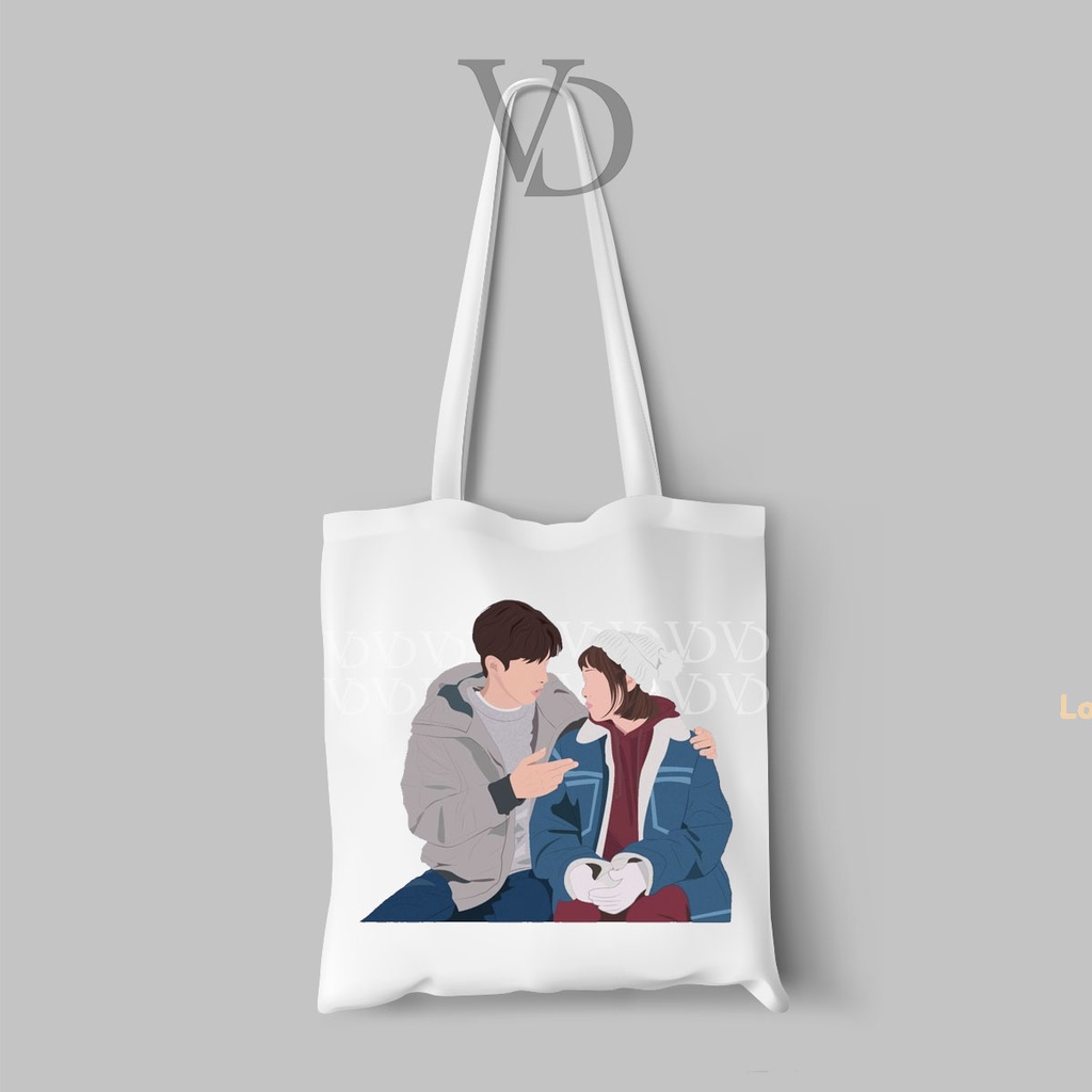 TOTE BAG BAHAN KANVAS MOTIF KOREAN MOVIE TERBARU / AESTHETIC TOTE BAG / TAS BELANJA korea