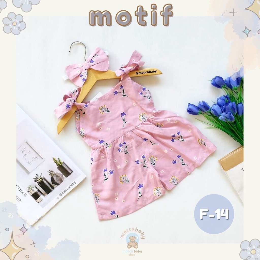 MBSS - BBB JUMPSUIT HANA setelan anak perempuan jumper bayi motif bunga lucu free headband PART 3