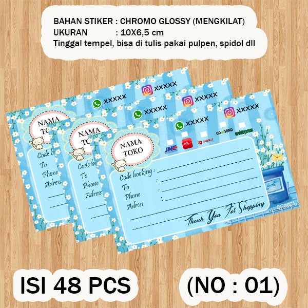 

STIKER PENGIRIMAN ) Shipping label ( /pack isi 48pcs no.1 )