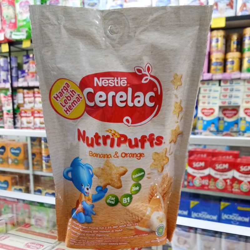 NESTLE CERELAC NUTRI PUFF BANANA&amp;ORANGE, BANANA STRAWBERRY 25GR