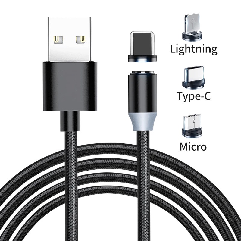 3 in 1 Kabel Data / Charger Magnetik Fast Charging Tipe-C / Micro USB 3A