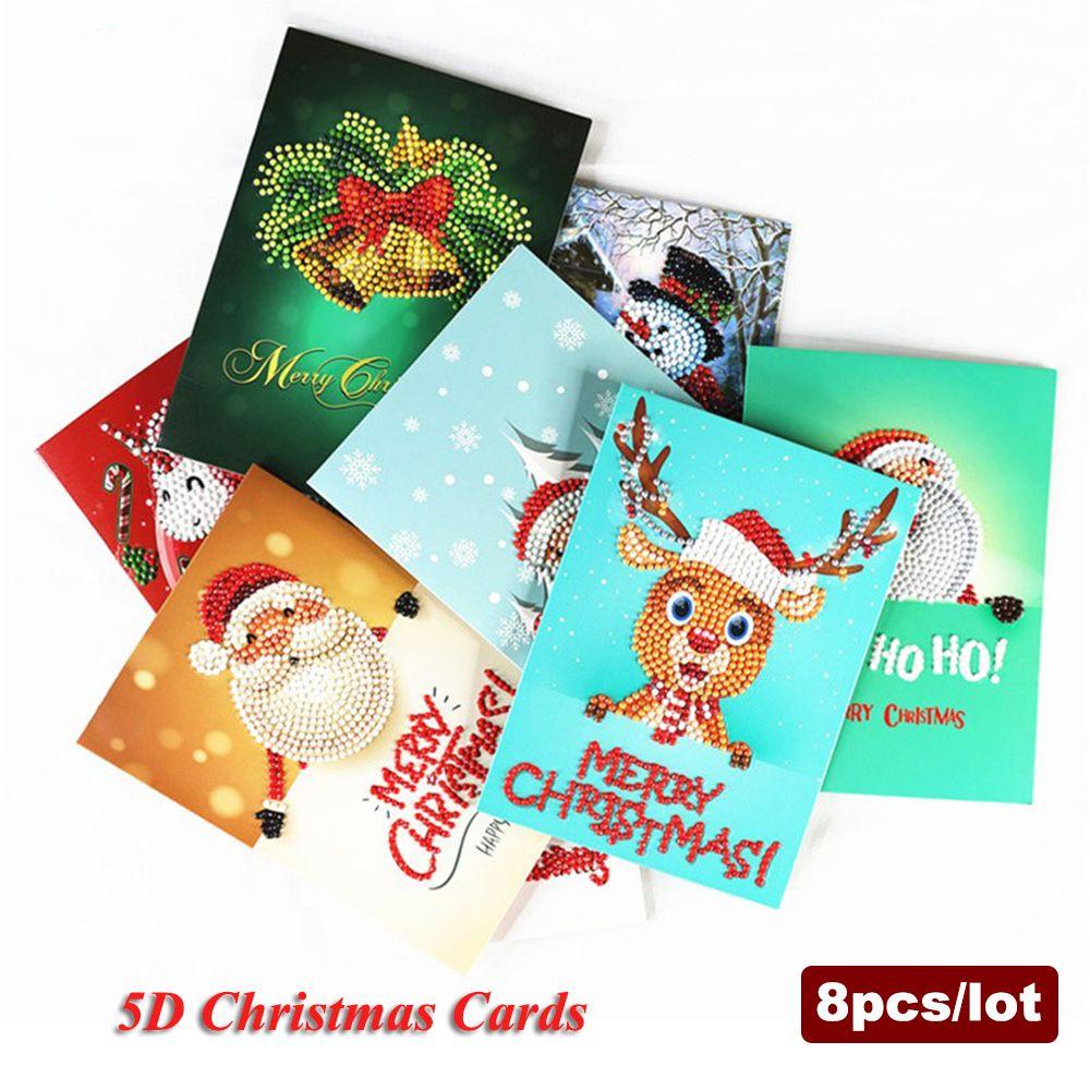 R-flower 8pcs/lot Kartu Undangan Merry Christmas Craft Handmade Xmas Postcards