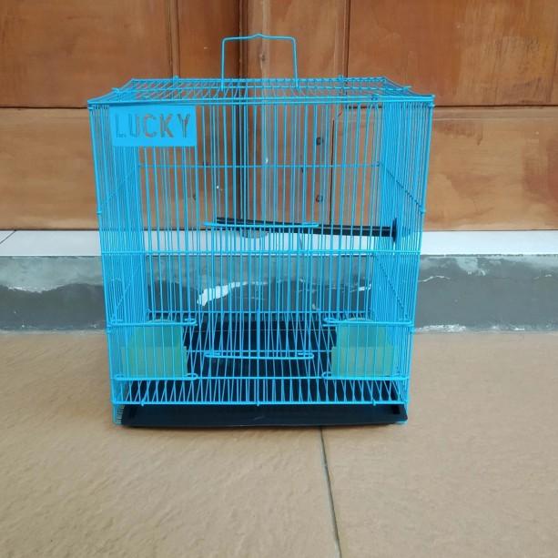 ◊ Kandang Sangkar Burung Lovebird Hamster Kecil Merk Lucky Khusus Biru - Biru ➦