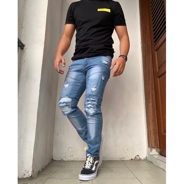 Celana Jeans Panjang Sobek Pria Original Slimfit Jeans Strech Sobekan Pakai lapisan 27-33 Korean Style Distro Import Termurah