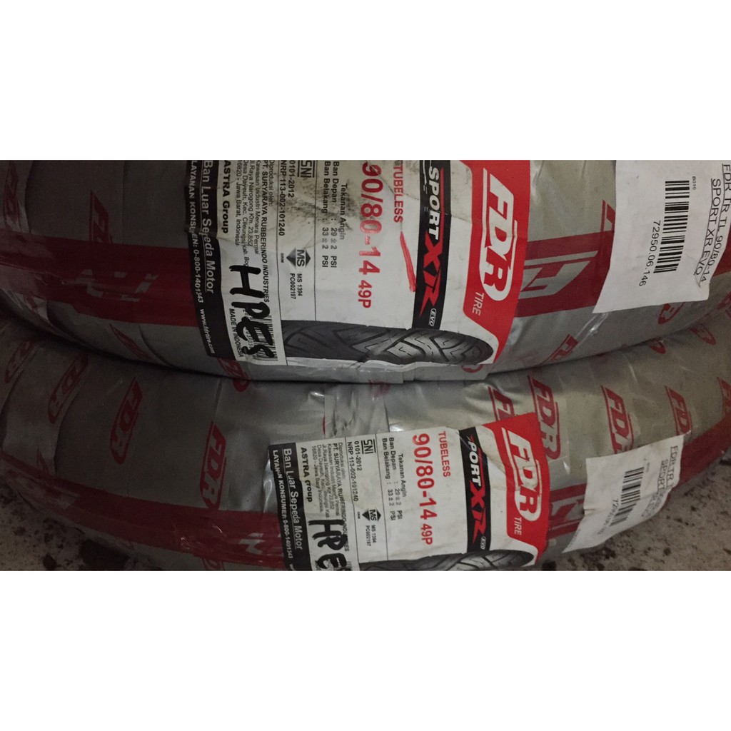 BAN LUAR TUBELESS FDR BELAKANG 90/80-14 MIO BEAT VARIO XEON SCOOPY