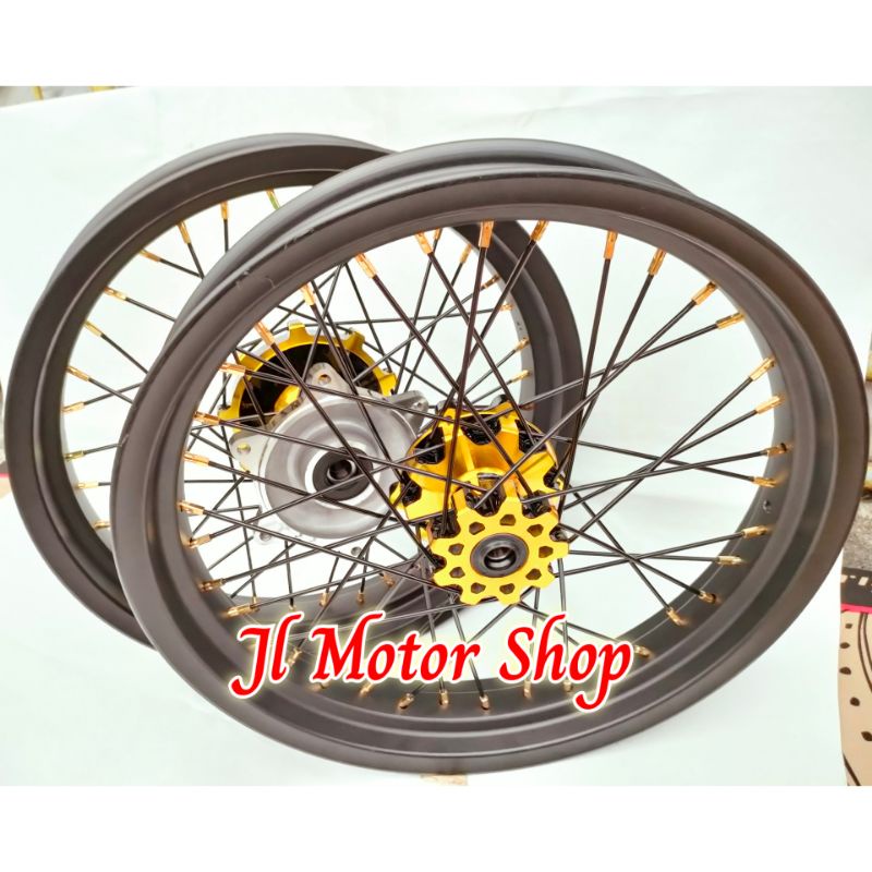 VELG SUPERMOTO CRF CRF150 L CRF150L -  SEPAKET VELG SET SUPER MOTO CRF 150 CRF150 L CRF150L TROMOL TWOTONE RING 17