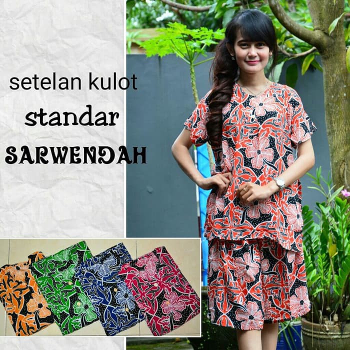 Setelan kulot batik pekalongan / baju tidur wanita / baju menyusui