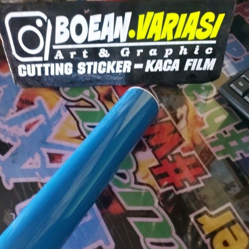 Sticker Skotlet vinyl aquarium motor mobil sticker Biru muda biru tua glossy