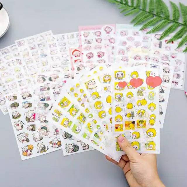 

6 lembar/pack Stiker Sticker korea DIY gadget HP lucu Laci Laptop Diary Jurnal