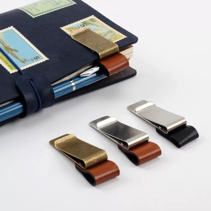 

READY COD Pen Holder Notebook Clip leather BERMUTU Kode 723